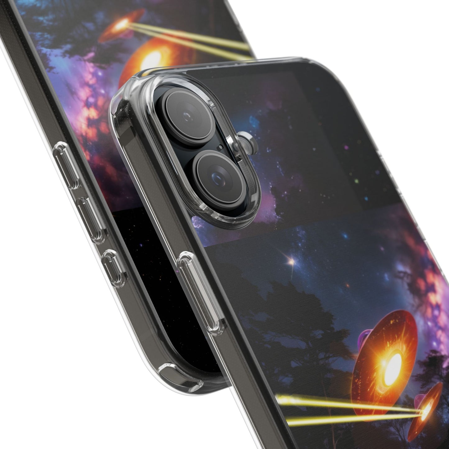 Cosmic Phone Case with 'Saucers' Design Phone Cover, Unique Gift for sci-fi Lovers, Trendy Tech Accessory, Chill Vibe