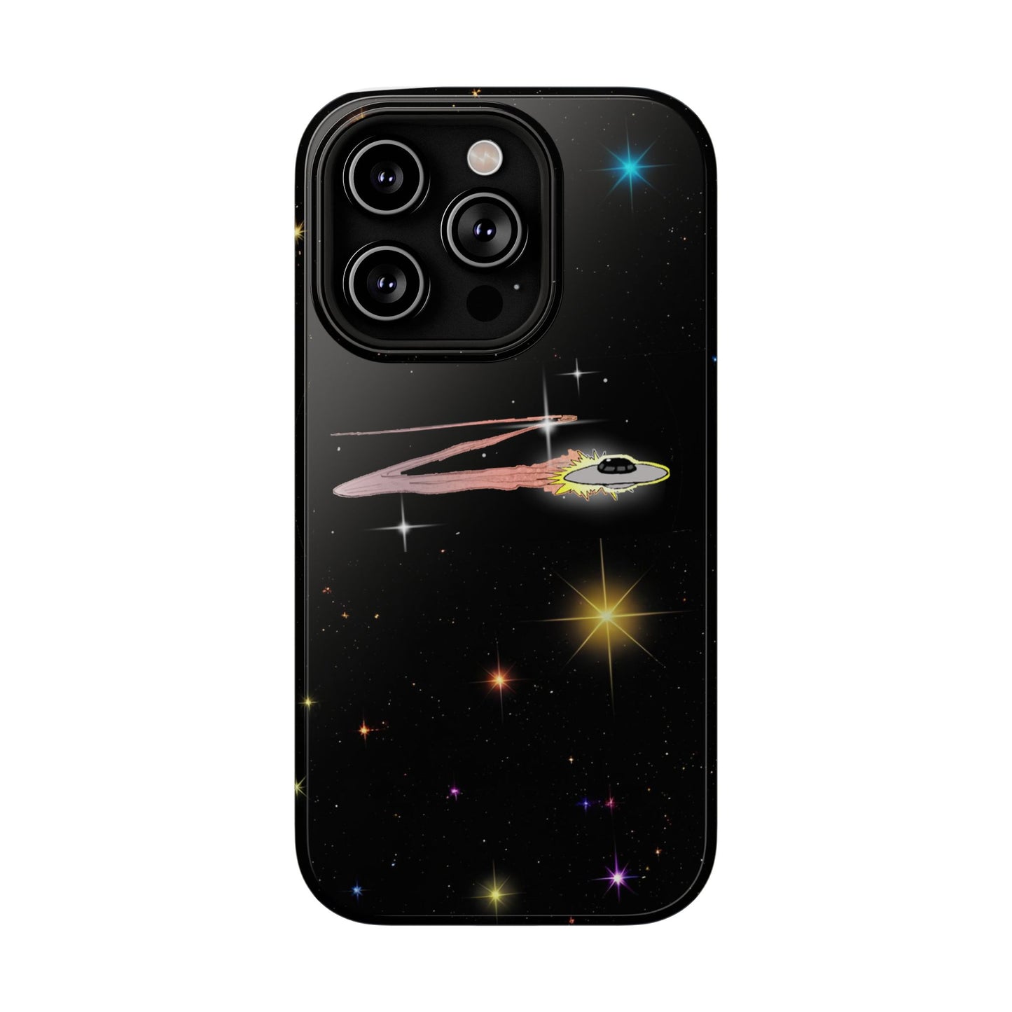 'Flying Saucer' Resistant Phone Case, Galaxy Space Design, Perfect Gift for Sci-Fi Lovers, Unique Phone Protector, Starry Night