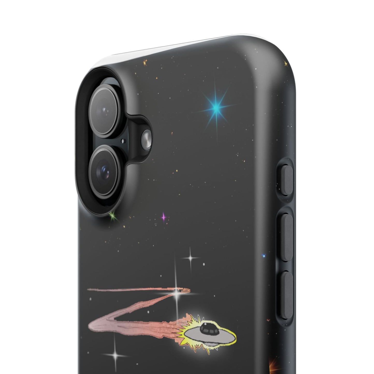 'Flying Saucer' Resistant Phone Case, Galaxy Space Design, Perfect Gift for Sci-Fi Lovers, Unique Phone Protector, Starry Night