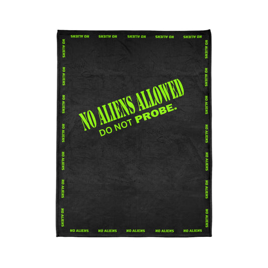 "No Aliens Allowed" Emergency Blanket TILT: The Funny Way to Evict Extraterrestrials by Cheshire Moon T-Shirts and Designs Blanket