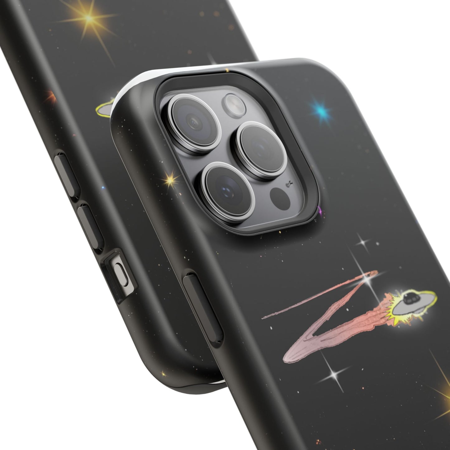 'Flying Saucer' Resistant Phone Case, Galaxy Space Design, Perfect Gift for Sci-Fi Lovers, Unique Phone Protector, Starry Night