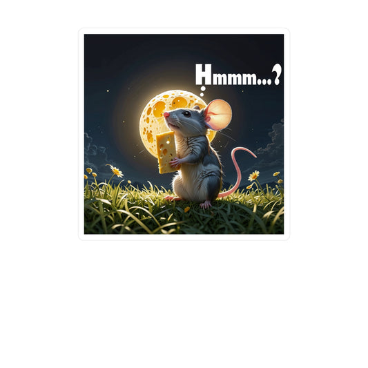 ""Hmmm..?." Mouse Moon Decal" - Dive into a World of Delightful Contemplation