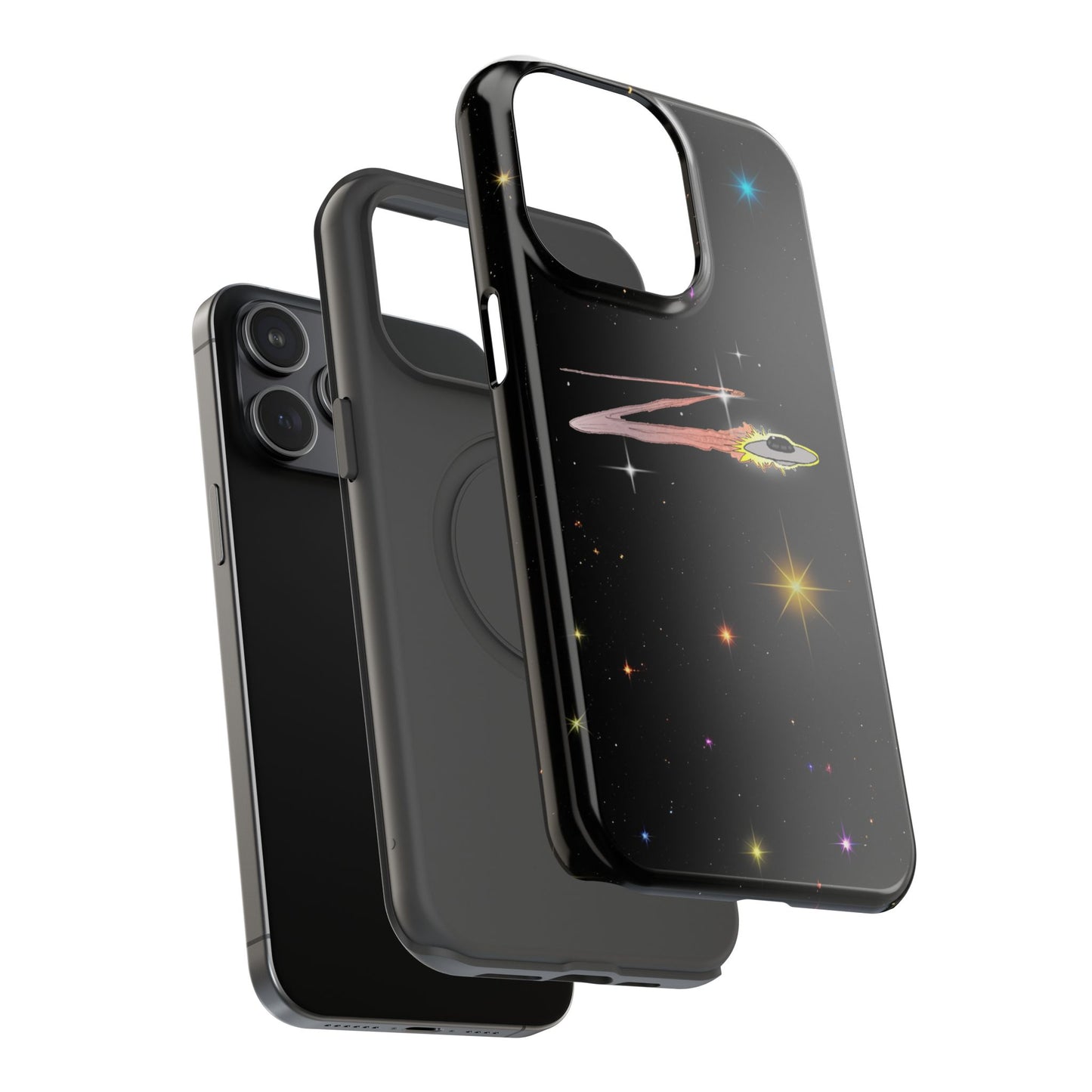 'Flying Saucer' Resistant Phone Case, Galaxy Space Design, Perfect Gift for Sci-Fi Lovers, Unique Phone Protector, Starry Night