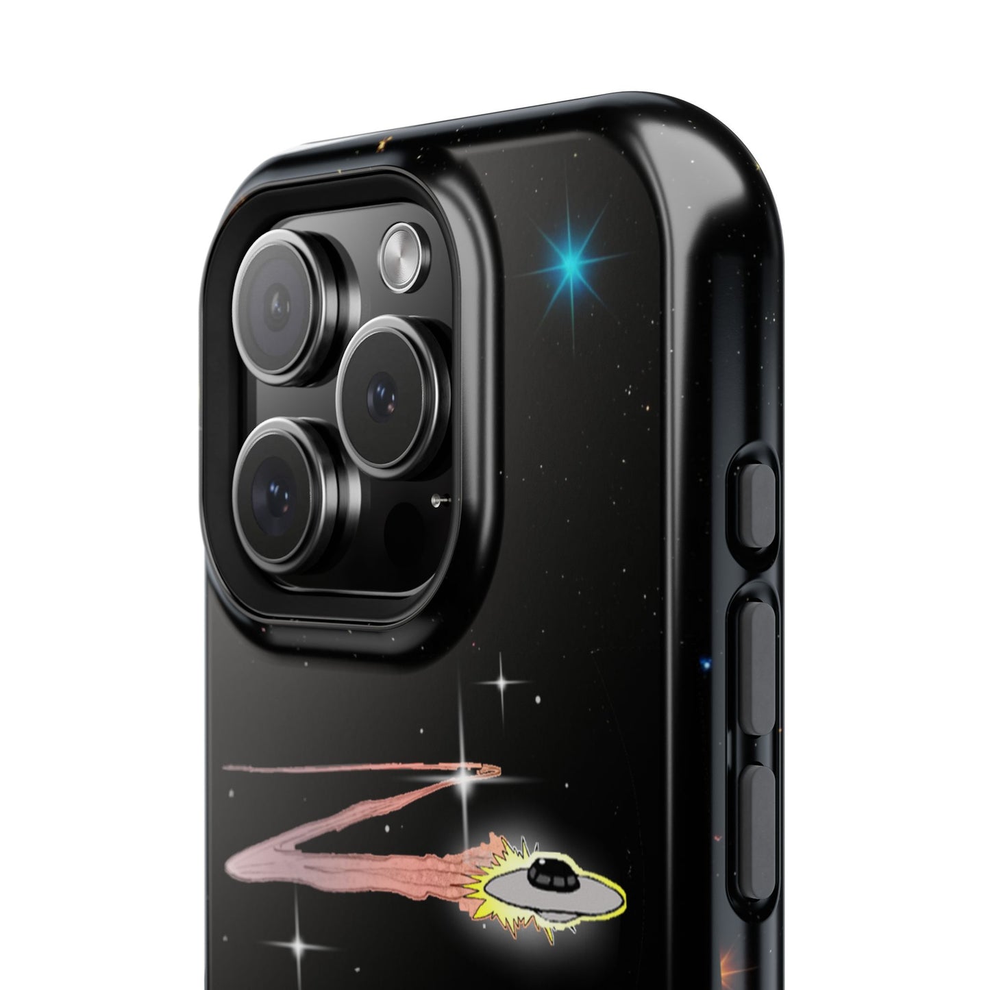 'Flying Saucer' Resistant Phone Case, Galaxy Space Design, Perfect Gift for Sci-Fi Lovers, Unique Phone Protector, Starry Night
