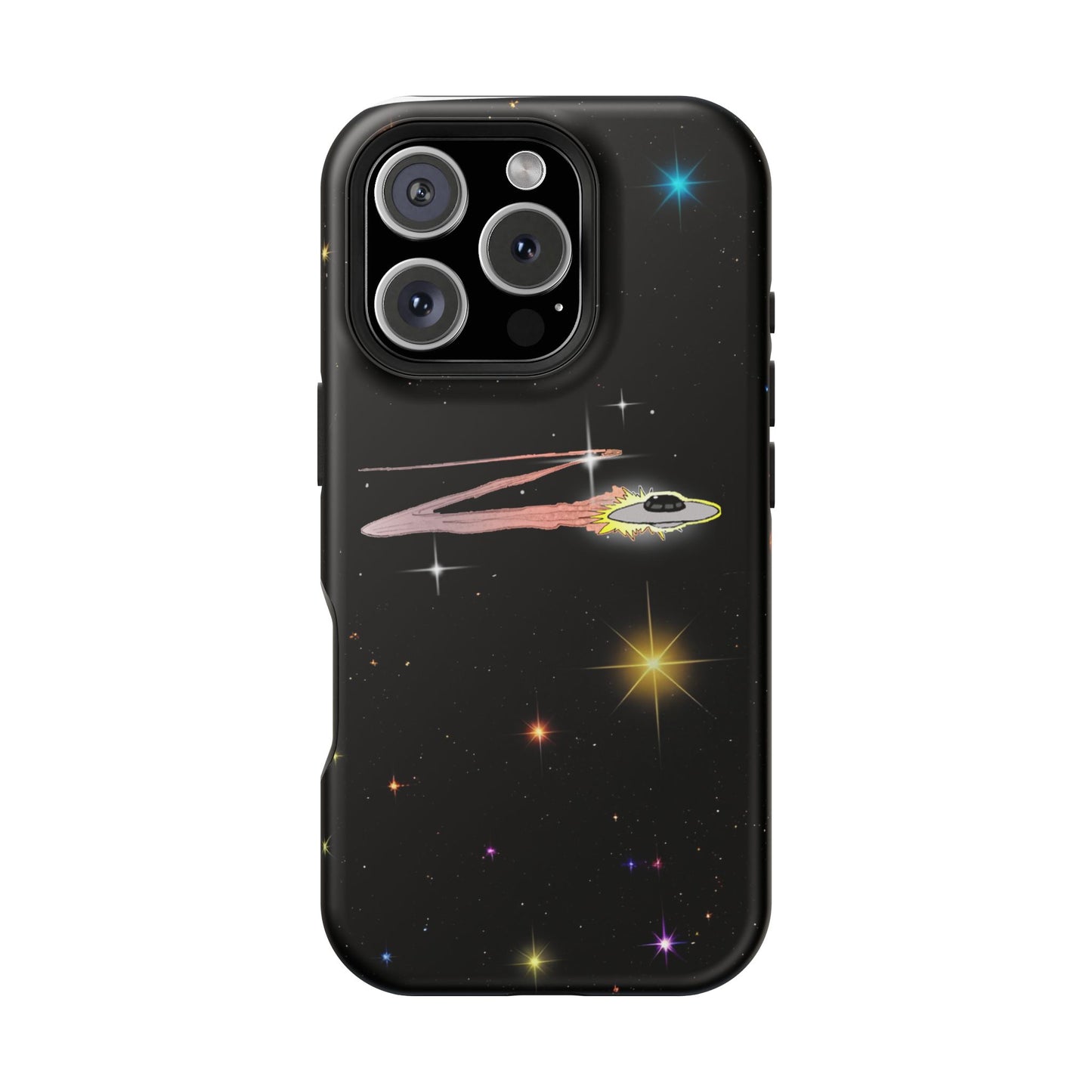 'Flying Saucer' Resistant Phone Case, Galaxy Space Design, Perfect Gift for Sci-Fi Lovers, Unique Phone Protector, Starry Night