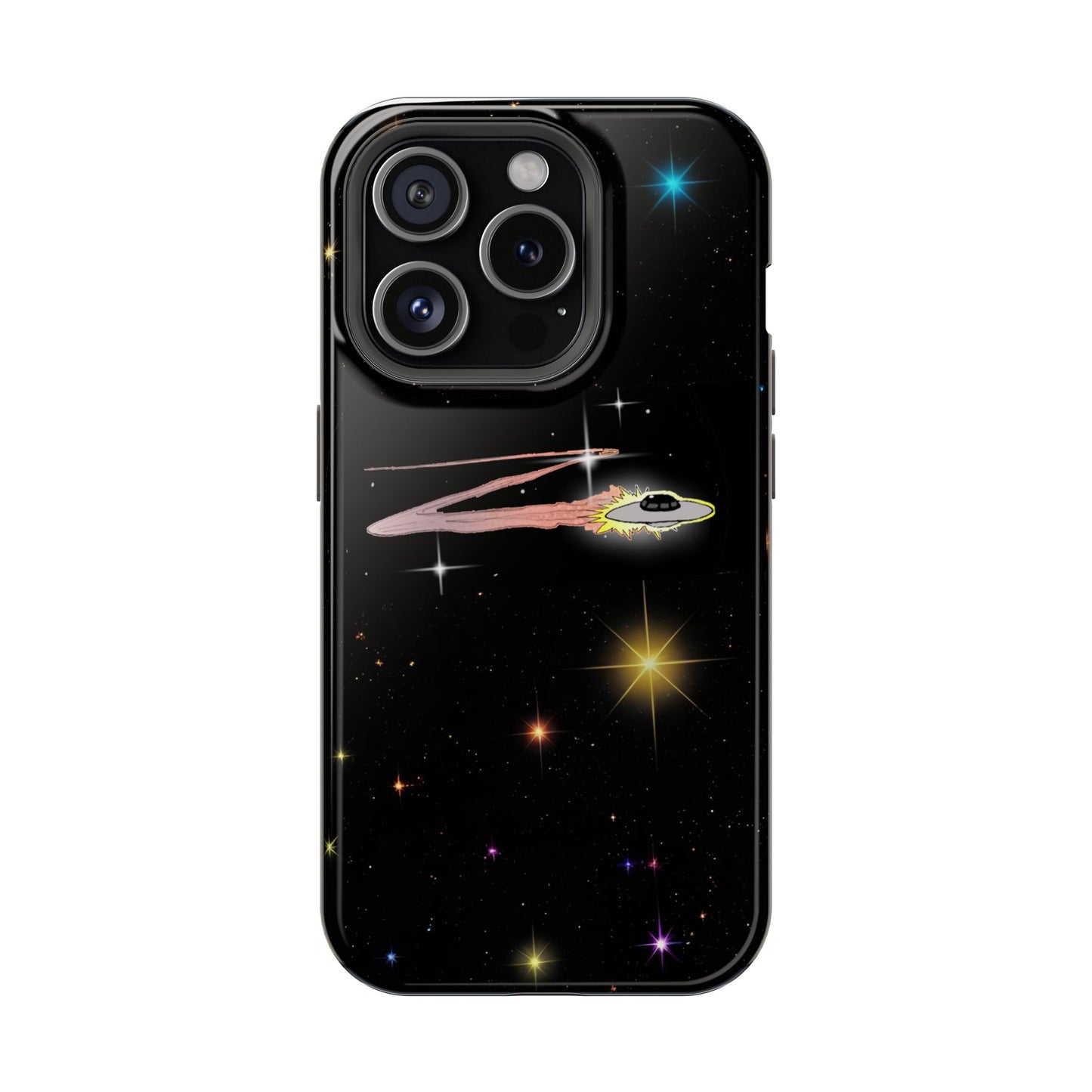 'Flying Saucer' Resistant Phone Case, Galaxy Space Design, Perfect Gift for Sci-Fi Lovers, Unique Phone Protector, Starry Night