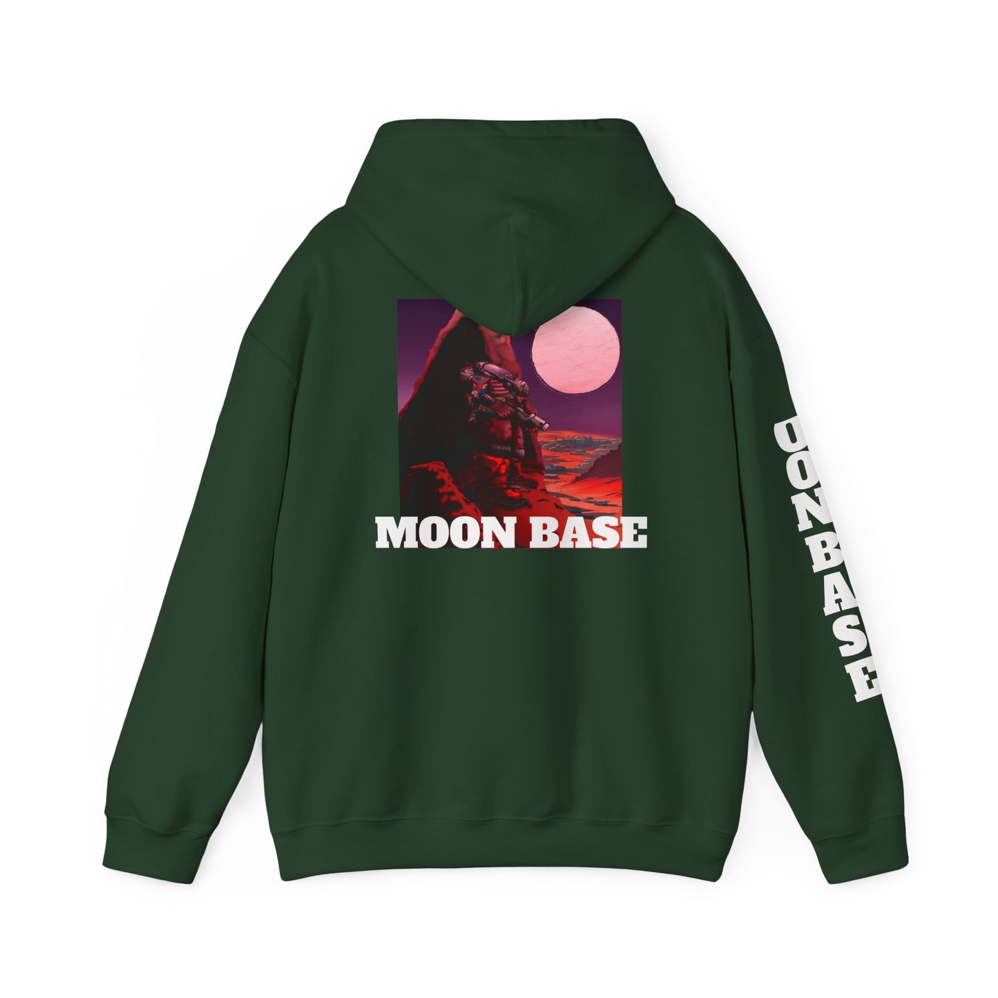 Science Fiction Hoodie - MOON BASE Space Colonist Heavy Blend™ hoodie by Cheshire Moon T-Shirts and Designs